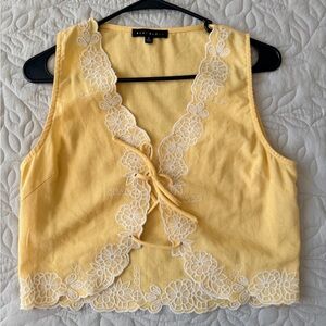 Blue Blush Yellow Embroidered Tie-Front Camisole